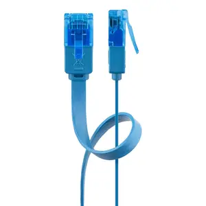 Goobay Câble RJ45 Plat Cat 6a U/UTP 1 m (Bleu)