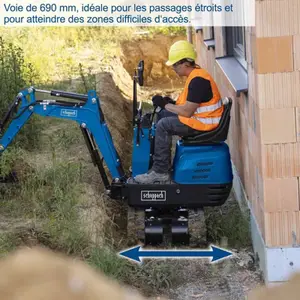 Mini pelle de chantier moteur thermique 4 temps, 306 cm³ "EXC815"