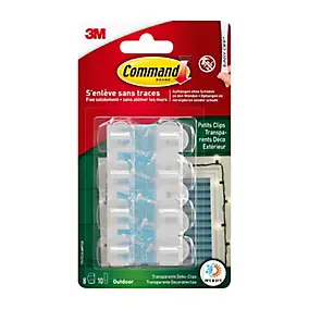 Clips transparents pour illuminations extérieures avec languettes de mousse Command 17017CLR-AW 8 clips + 10 languettes