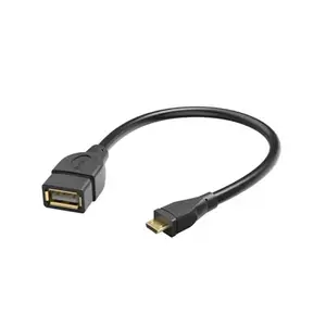 Câble adaptateur USB 2.0, OTG, mâle micro-B vers USB-A femelle, 15 cm, noir