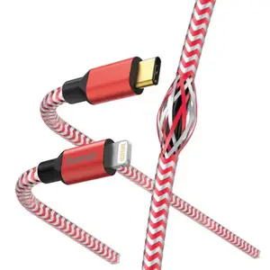Câble de charge rapide/données 'Reflective', USB-C/Lightning, 1, 5m, rouge