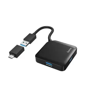 Hama 00200116 hub & concentrateur USB 3.2 Gen 1 (3.1 Gen 1) Type-A + Type-C 5000 Mbit/s Noir