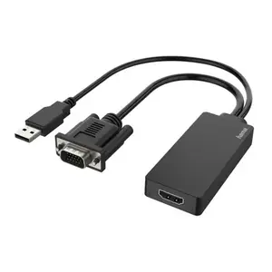 Hama 00200342 câble vidéo et adaptateur 0,15 m USB Type-A + VGA (D-Sub) HDMI Noir