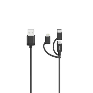 Câble micro-USB, 3 en 1, avec adaptateur USB-C et Lightning, USB 2.0, 0,75 m