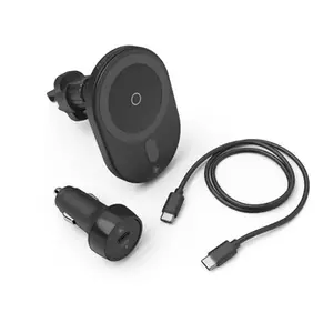 Hama MagCharge Car FC15 Téléphone portable, Smartphone Noir Allume-cigare Recharge sans fil Charge rapide Auto