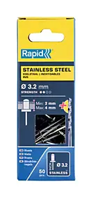 Rivets inoxydables Rapid Ø3.2x8mm Acier inoxydable