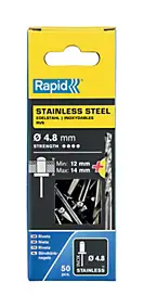 Rivets inoxydables Rapid Ø4.8x18mm Acier inoxydable