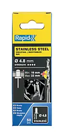 Rivets inoxydables Rapid Ø4.8x25mm Acier inoxydable et acier