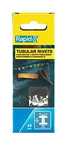 Rivets tubulaires Rapid 8 x 3 x 9mm, lot de 25 pièces