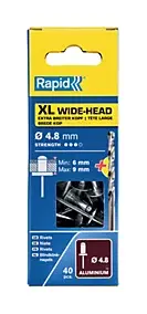 Rivets XL Rapid Ø4.8 x 12mm Aluminium et acier