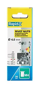 Ecrous à sertir Rapid M4, lot de 20 pièces