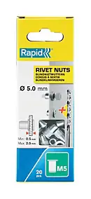 Ecrous à sertir Rapid M5, lot de 20 pièces