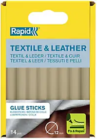 Bâtons de colle pour textiles & cuir Ø12mm x 94mm, lot de 14