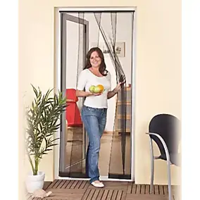 Rideau moustiquaire de porte en pvc gris 100 x h.220 cm