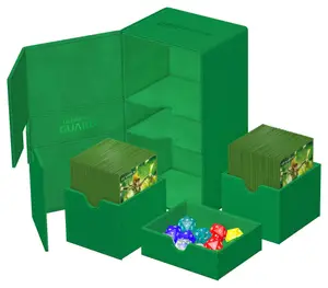 Twin Flip'n'Tray Deck Case 200+ XenoSkin Vert Monocolore - Ultimate Guard