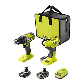 Perceuse-visseuse à percussion RPD18-0 + compresseur R18PI-0 + 1 batterie 2,0 Ah + 1 batterie 4,0 Ah + 1 chargeur 2,0 A Ryobi