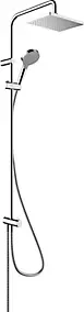 Colonne de douche sans robinetterie avec pommeau + douchette 2 jets + flexible + barre réglable, chrome, Hansgrohe Vernis Shape