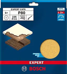5 disques abrasifs Bosch Expert C470 Ø225mm grain 80