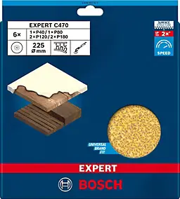 6 disques abrasifs Bosch Expert C470 ⌀225mm grain 40/80/120/180