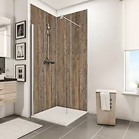 Panneau mural salle de bains 100 x 210 cm, Schulte Décodesign décor, bois veilli vendu par 2