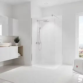 Panneau mural de salle de bains l.100 x H.210 cm, blanc brillant, Schulte DécoDesign Brio