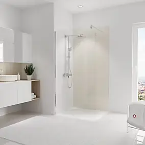 Panneau mural de salle de bains l.100 x H.210 cm, beige brillant, Schulte DécoDesign Brio