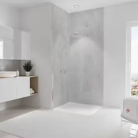 Panneau mural de salle de bains l.100x255 cm, gris clair brillant, Schulte Décodesign vendu par 2