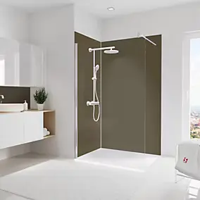 Pack de 2 panneaux muraux de salle de bain l.120+90 x H.210 cm, taupe, Schulte DecoDesign