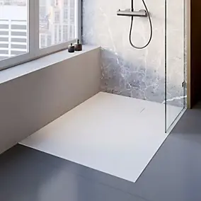 Receveur de douche L.100 x l.80 cm en SMC, blanc mat, Schulte Midra
