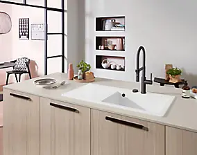 Évier en céramique 1 cuve à droite à encastrer Villeroy & Boch Subway Style blanc brillant