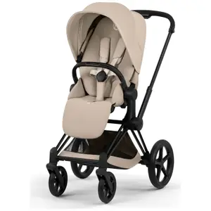 Duo PRIAM 2026 Poussette tout-terrain avec nacelle pliable et Châssis Matt Black Cozy Beige