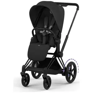 Duo e-PRIAM 2026 Poussette électrique tout-terrain avec nacelle pliable Matt Black Sepia Black
