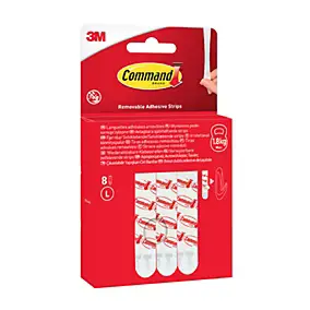 Languettes adhésives amovibles grandes 3M Command - max 1,8kg 8 paires