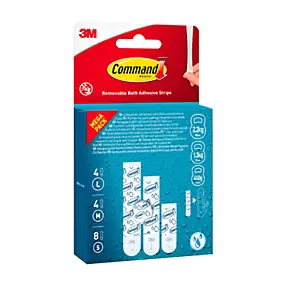 Assortiment languettes adhésives pour salle de bain 3M Command - 16 paires
