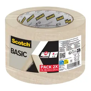 Lot de 2 rouleaux de ruban de masquage beige 36 mm x 25 m