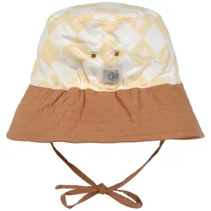 Bob anti-UV motifs à carreaux vanille et écru vanilla et sea salt (7-18 mois)