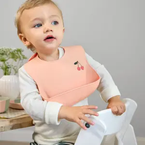 Bavoir en silicone avec poche Happy Fruits Cerise