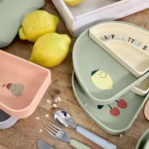Assiette à compartiments en silicone Cerise