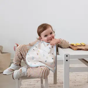 Lot de 5 bavoirs coton bio Happy Fruits bleu