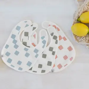 Lot de 3 bavoirs naissance GOTS Happy Fruits bleu