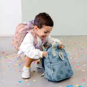 Mini sac à dos carré Pattern Party bleu
