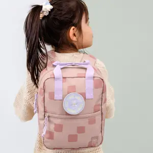 Mini sac à dos carré Pattern Party rose