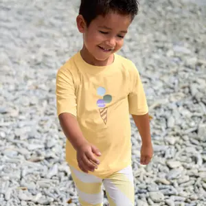 T-shirt anti-UV manches courtes Ice Cream jaune pâle (19-24 mois)