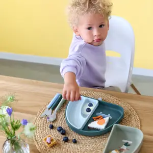 Assiette à compartiments en silicone Tiny Team Chien