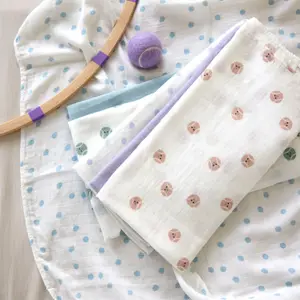 Lot de 3 langes doux Tiny Team lilas (80 x 80 cm)