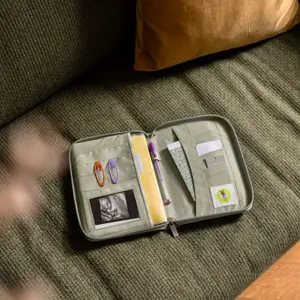 Protège carnet de santé coutures à vagues menthe