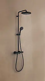 Colonne de douche thermostatique avec douchette + pommeau + flexible + barre, noir, Grohe Vitalio Start 250