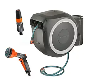 Dévidoir mural automatique RollUp M/L Gardena 20m + 5m offert + pistolet multi-jets offert