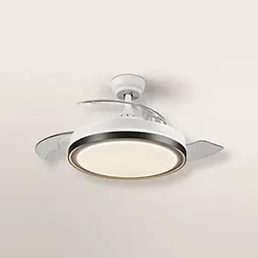 Ventilateur de plafond silencieux avec éclairage LED, blanc, pales retractable, Ø.49 cm Osram - Télécommande incluse