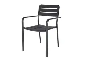 Fauteuil de jardin structure acier et assise en polypropylène noir